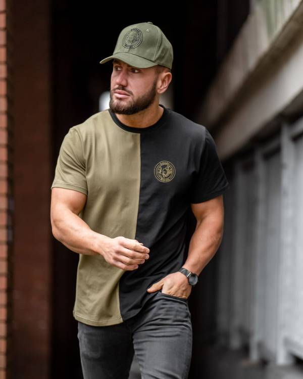 Mens Khaki Green & Black T-Shirt - Image 3
