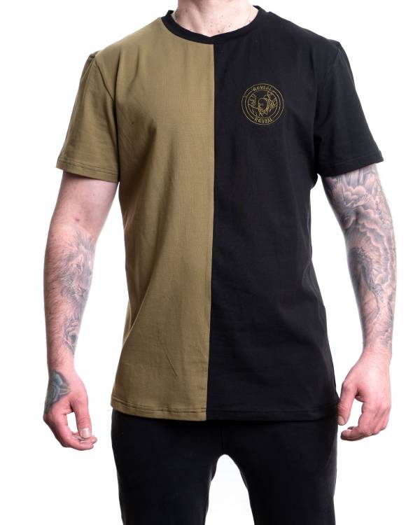 Mens Khaki Green & Black T-Shirt