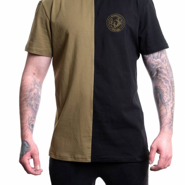 Mens Khaki Green & Black T-Shirt
