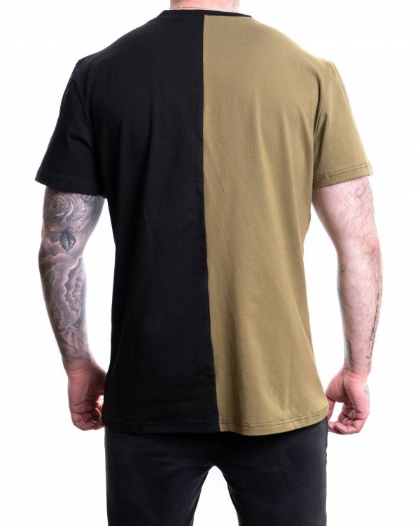 Mens Khaki Green & Black T-Shirt - Image 2