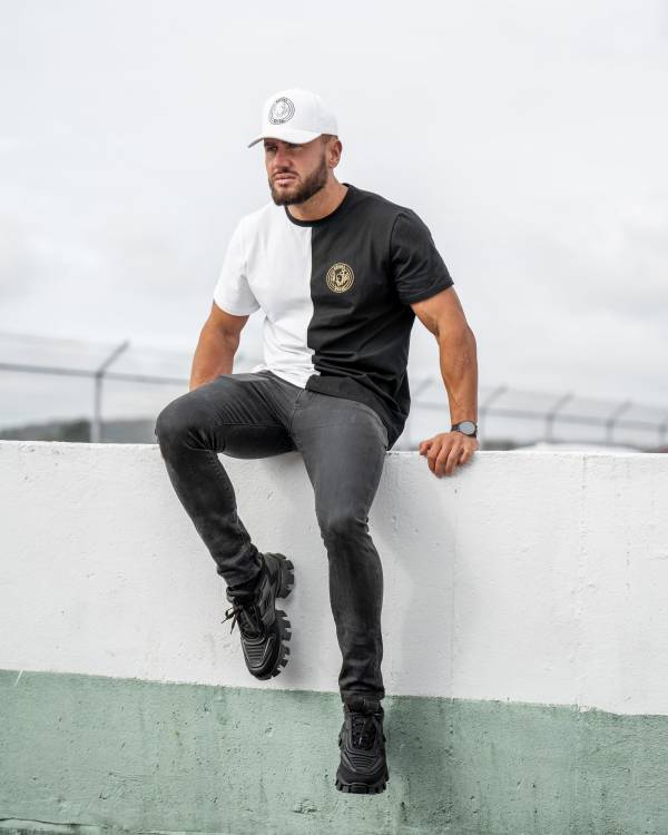 Mens White & Black T-Shirt - Image 5