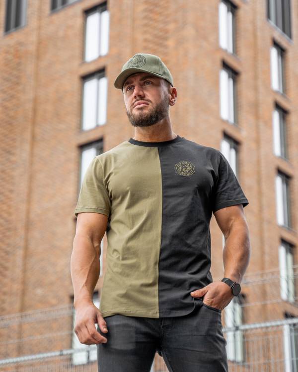 Mens Khaki Green & Black T-Shirt - Image 4