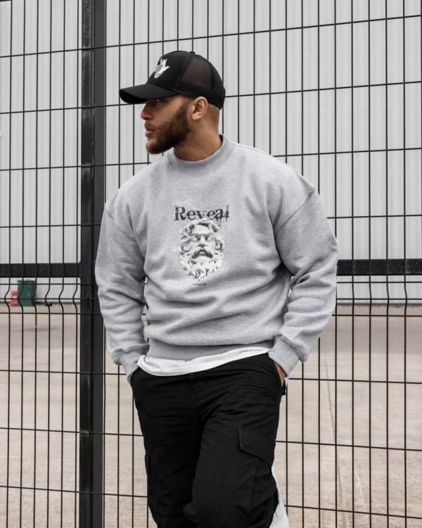 Grey Zeus Oversized Sweater - Image 3