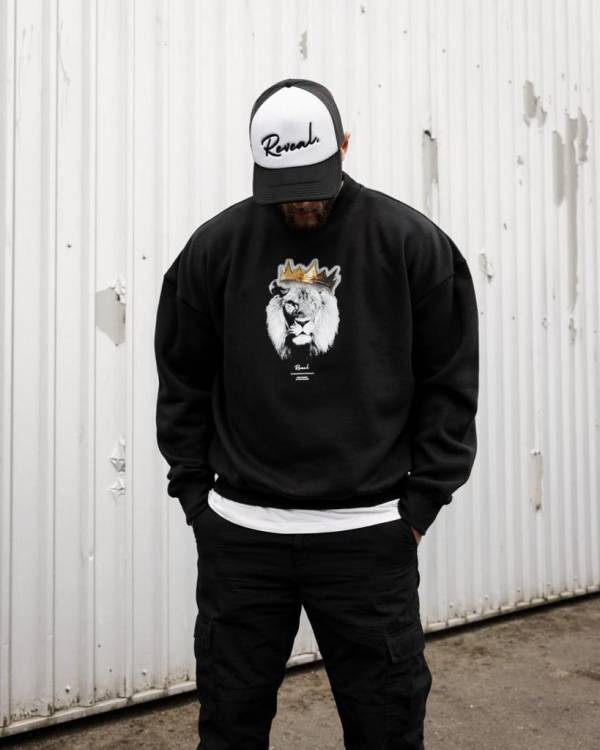 Black Crowned Lion Oversized Sweater - Image 3