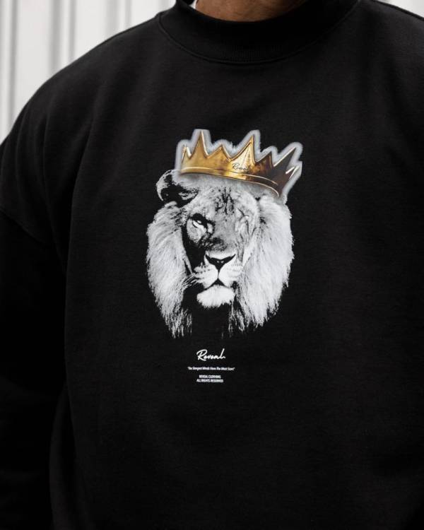 Black Crowned Lion Oversized Sweater - Image 5