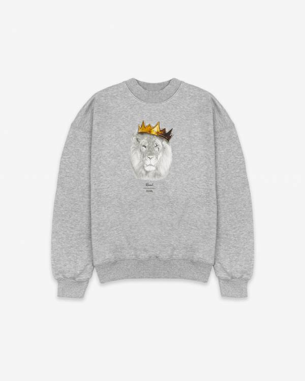 Grey Crowned Lion Oversized Sweater