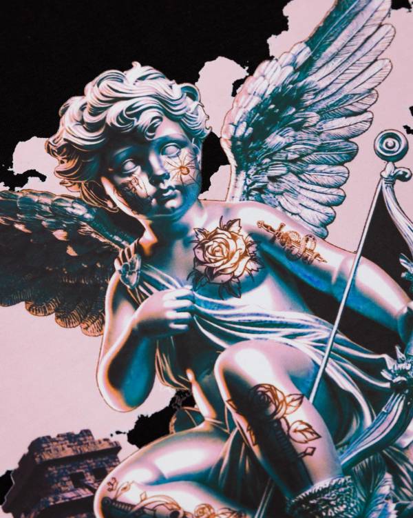 Black Oversized Angel T-Shirt - Image 3
